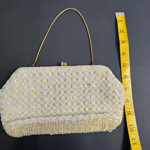 Vintage White beaded clutch